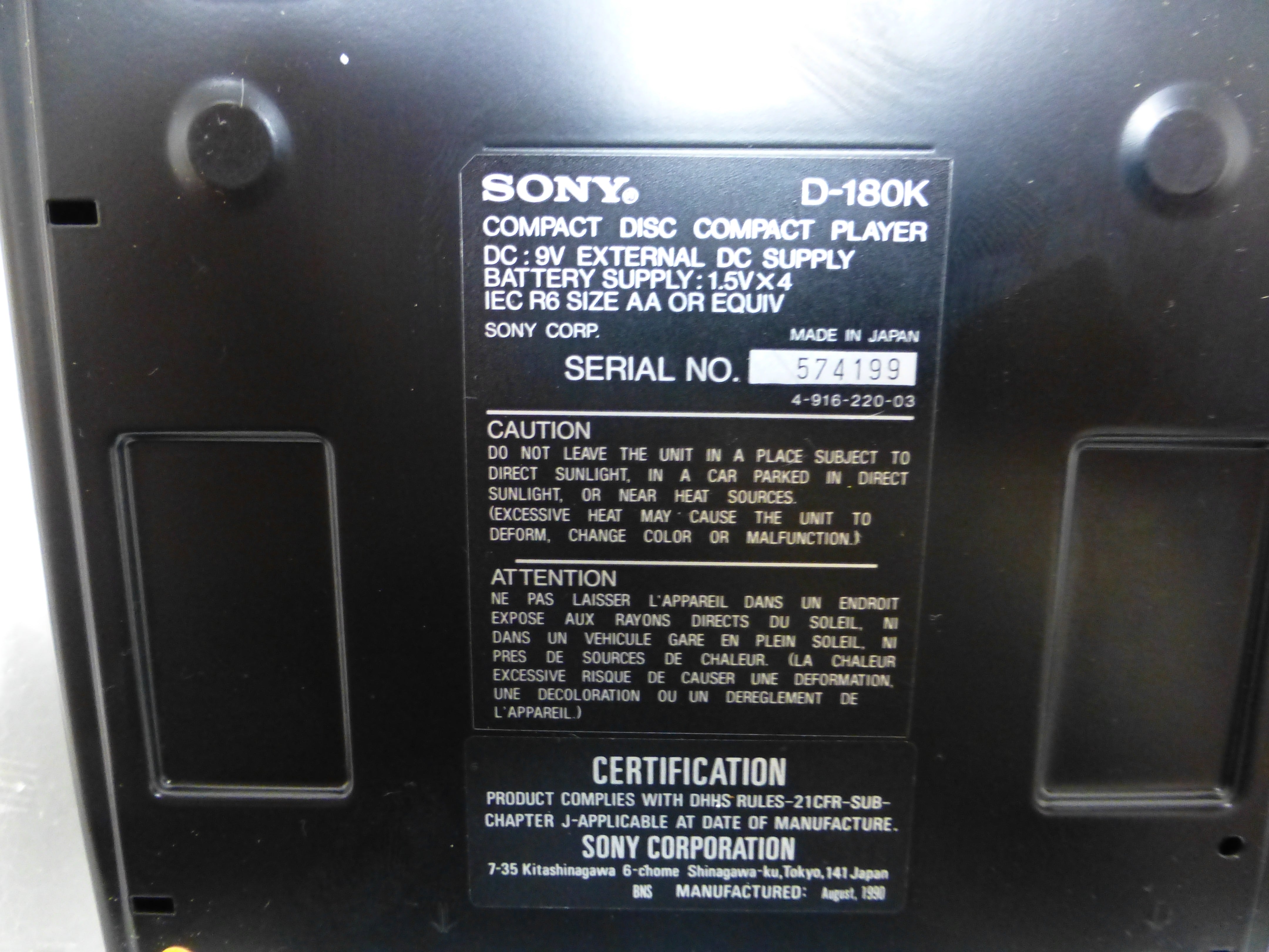 SONY CAR selling DISCMAN D-180K