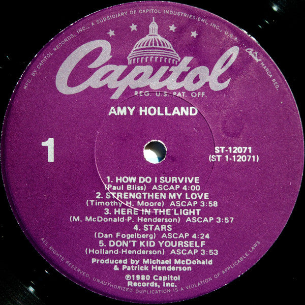 Amy Holland : Amy Holland (LP, Album, Los)