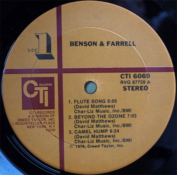 George Benson & Joe Farrell : Benson & Farrell (LP, Album, Ter)