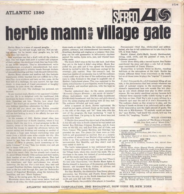 Herbie Mann : Herbie Mann At The Village Gate (LP, Album, MGM)