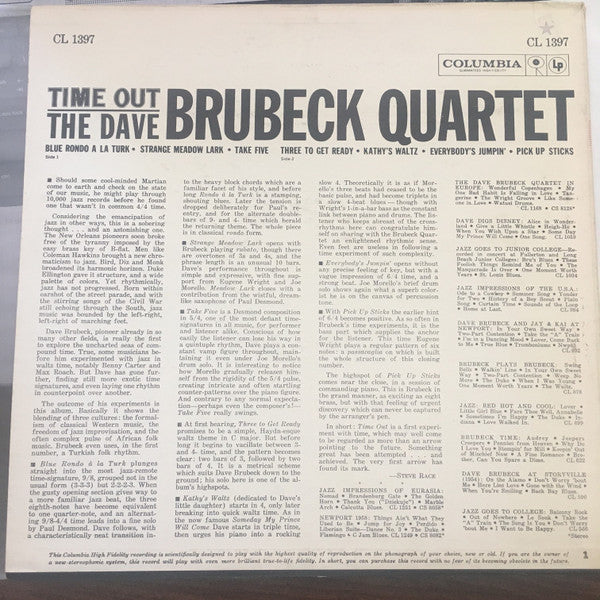 The Dave Brubeck Quartet : Time Out (LP, Album, Mono)