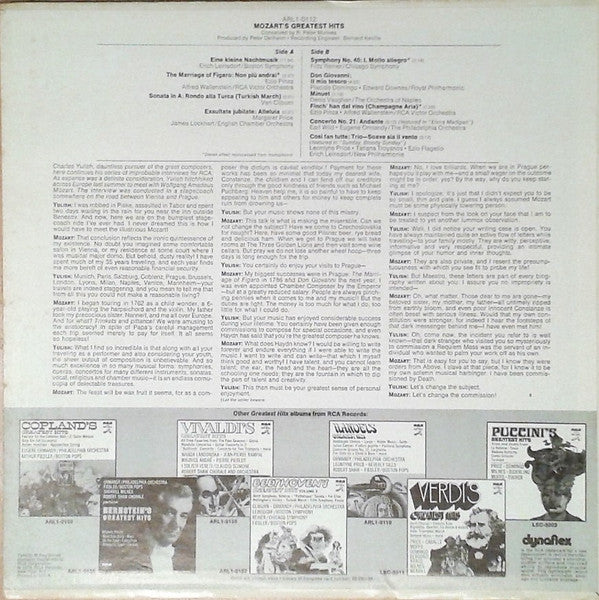 Wolfgang Amadeus Mozart / Leontyne Price / Van Cliburn / Placido Domingo / Ezio Pinza / Margaret Price / Eugene Ormandy, The Philadelphia Orchestra / Erich Leinsdorf, Boston Symphony Orchestra : Mozart's Greatest Hits (LP, Album, Comp)