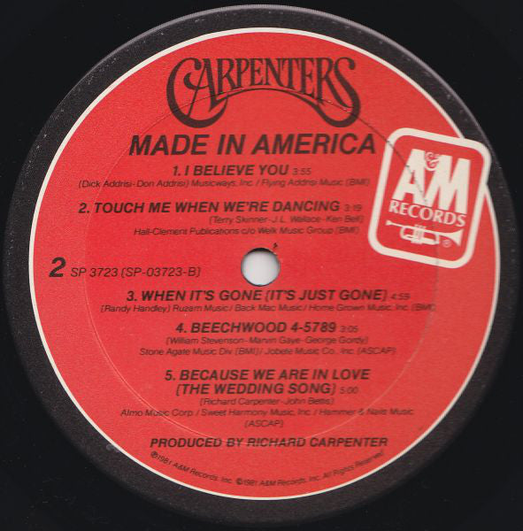 Carpenters : Made In America (LP, Album, Ter)