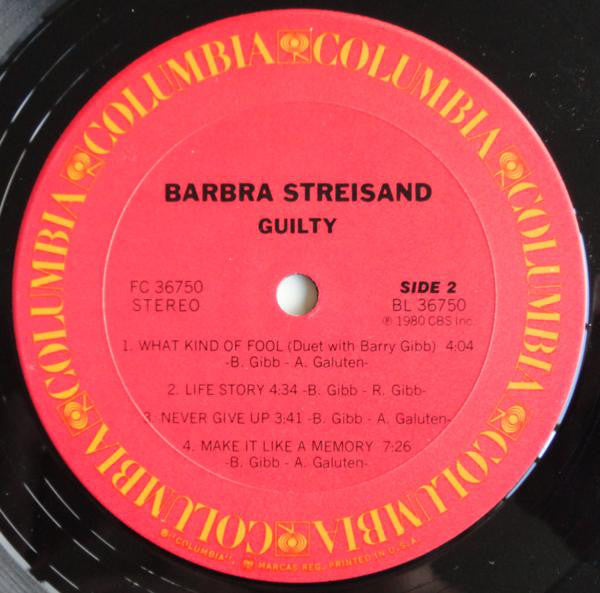 Barbra Streisand : Guilty (LP, Album, Gat)