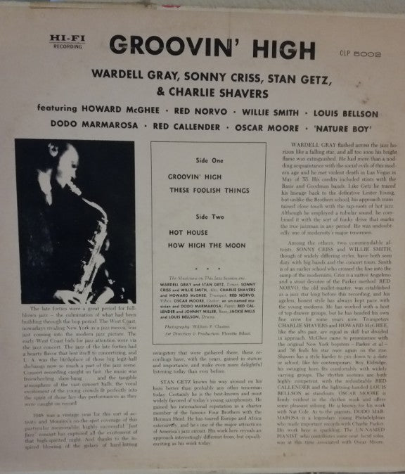 Stan Getz : Groovin' High (LP, Album, Mono)