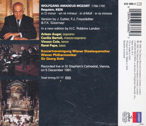 Wolfgang Amadeus Mozart, Georg Solti : Mozart: Requiem, K626 (CD, Album, Non)