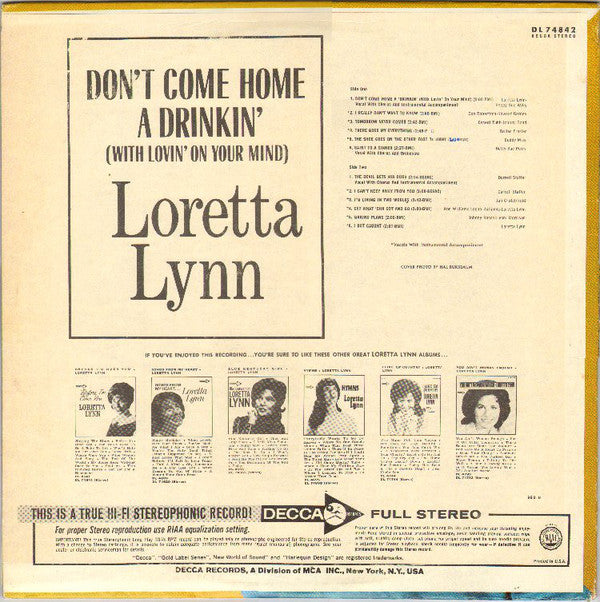 Loretta Lynn : Don't Come Home A Drinkin' (With Lovin' On Your Mind) (LP, Album, Ind)