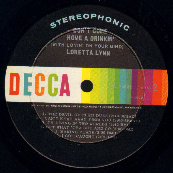 Loretta Lynn : Don't Come Home A Drinkin' (With Lovin' On Your Mind) (LP, Album, Ind)