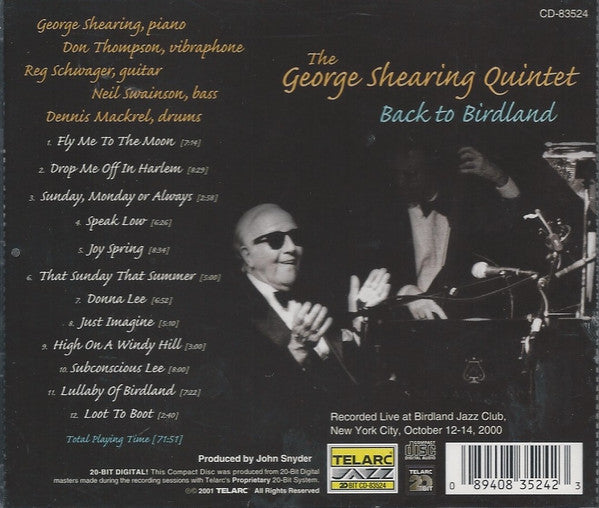 The George Shearing Quintet : Back to Birdland (CD, Album)