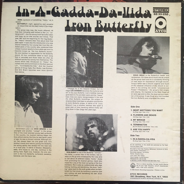 Iron Butterfly : In-A-Gadda-Da-Vida (LP, Album)