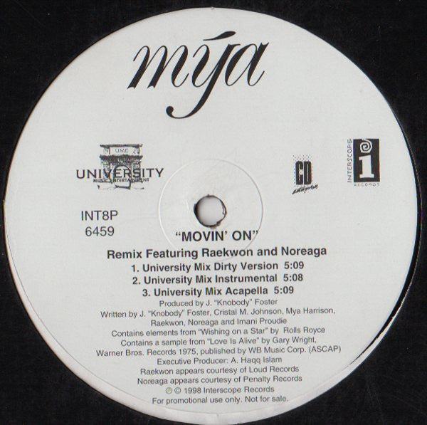 Mya : Movin On (Remix) (12", Promo)