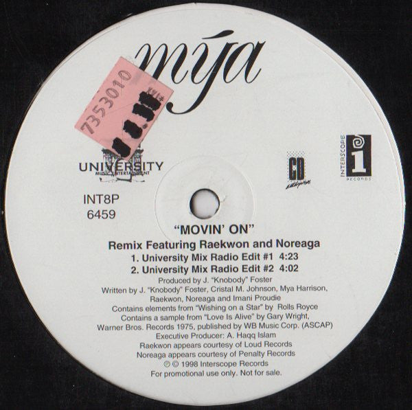 Mya : Movin On (Remix) (12", Promo)