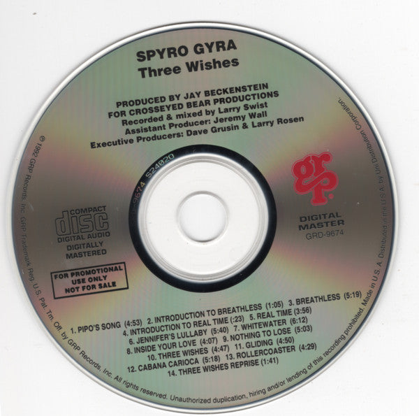 Spyro Gyra : Three Wishes (CD, Album, Promo)