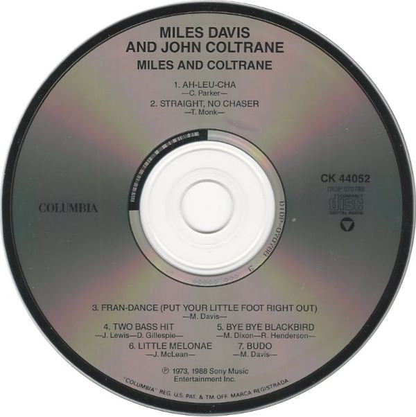 Miles Davis And John Coltrane : Miles & Coltrane (CD, Comp, RE, RM, RP, DAD)