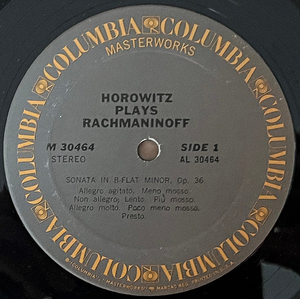 Vladimir Horowitz Plays Sergei Vasilyevich Rachmaninoff : Horowitz Plays Rachmaninoff (LP, Album)