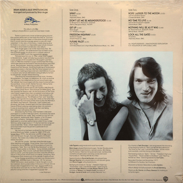 Brian Auger & Julie Tippetts : Encore (LP, Album, Jac)