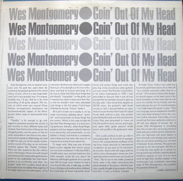 Wes Montgomery : Goin' Out Of My Head (LP, Album, Gat)