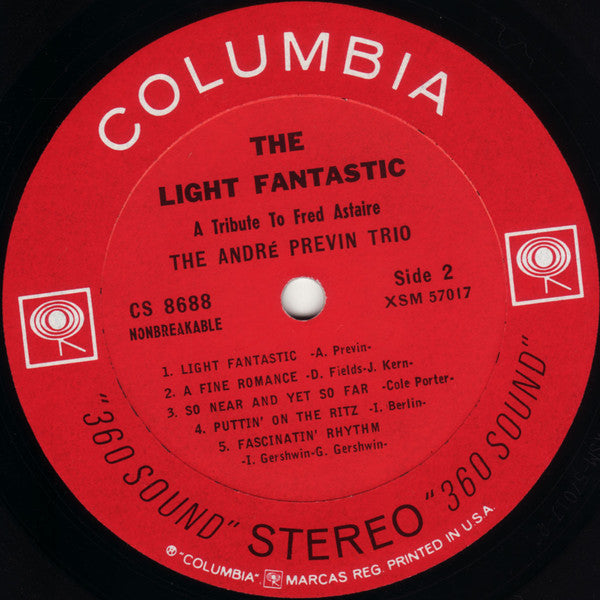 The André Previn Trio With Red Mitchell And Frank Capp : The Light Fantastic: A Tribute To Fred Astaire (LP, Album)