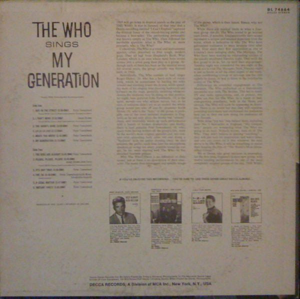 The Who : The Who Sings My Generation (LP, Album, Glo)