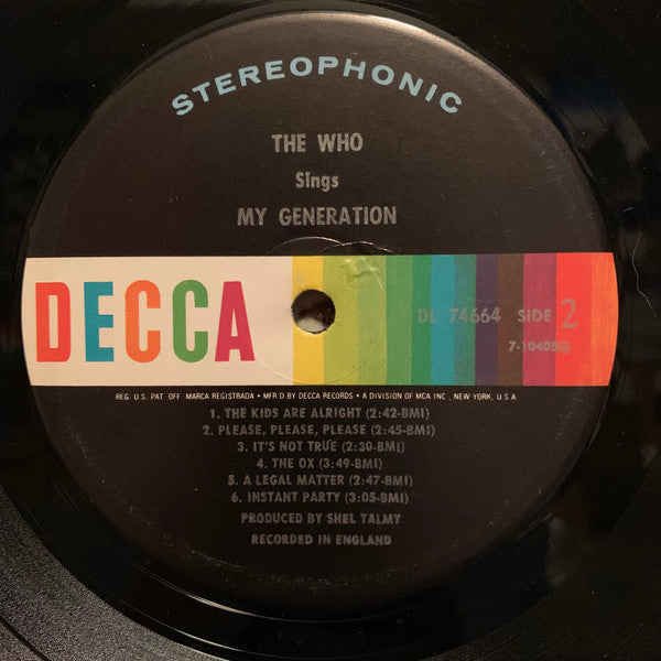 The Who : The Who Sings My Generation (LP, Album, Glo)