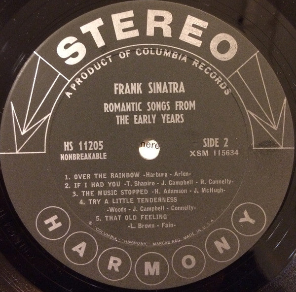 Frank Sinatra : Romantic Songs From The Early Years (LP, Comp, Pit)