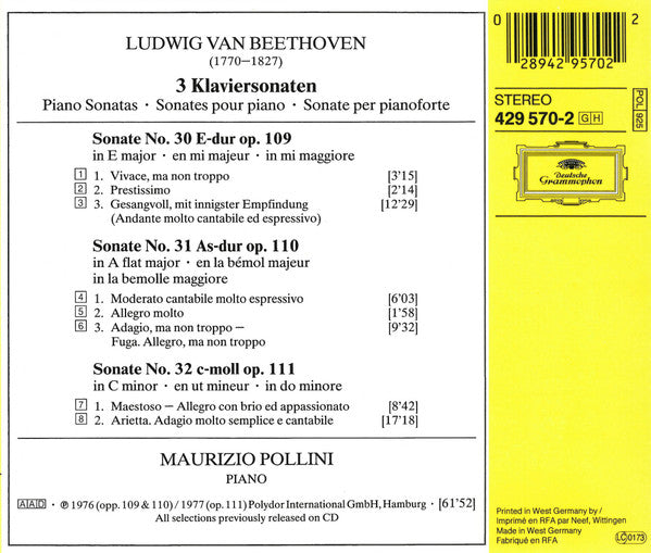 Ludwig van Beethoven • Maurizio Pollini : Sonaten Opp. 109・110・111 (CD, Comp)