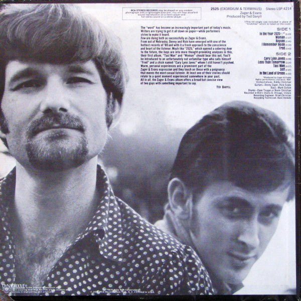 Zager & Evans : 2525 (Exordium & Terminus) (LP, Album, Roc)