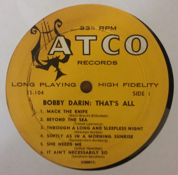 Bobby Darin : That's All (LP, Album, Mono)