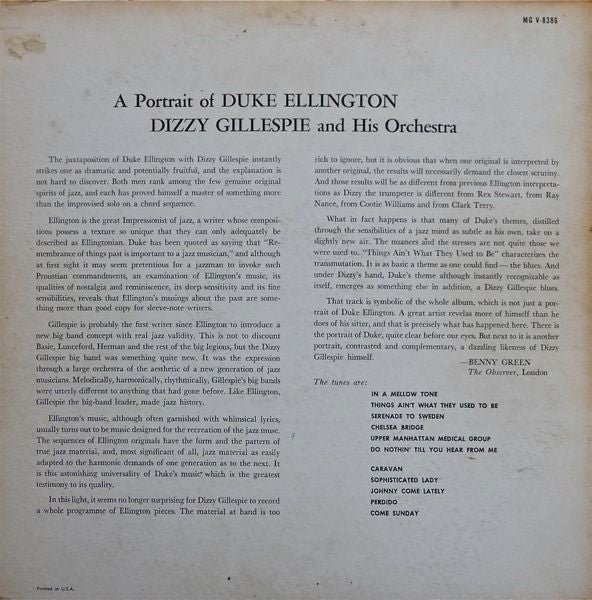 Dizzy Gillespie And His Orchestra : A Portrait Of Duke Ellington (LP, RE, Dee)