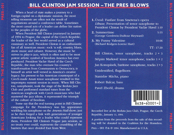 Bill Clinton : Bill Clinton Jam Session: The Pres Blows (CD, MiniAlbum)