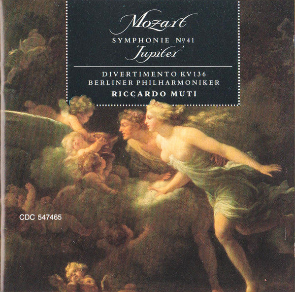 Wolfgang Amadeus Mozart, Berliner Philharmoniker, Riccardo Muti : Symphonie No. 41 'Jupiter'. Divertimento KV 136. (CD, Album, Club)