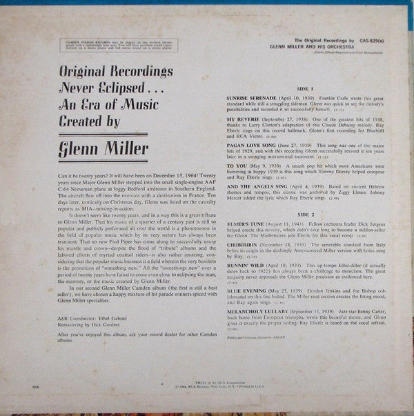 Glenn Miller And His Orchestra : The Original Recordings (LP, Comp, RE, RM, Ind)