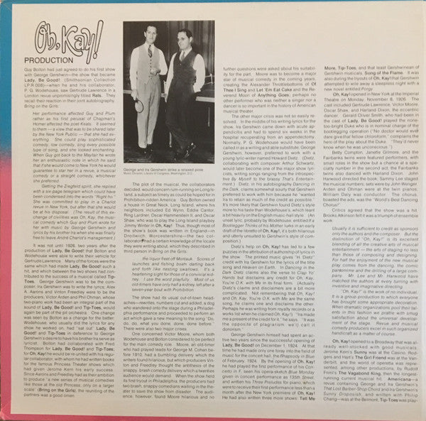 Gertrude Lawrence, Phil Ohman, Victor Arden, George & Ira Gershwin, Columbia Light Opera Company : George And Ira Gershwin's Oh, Kay! (LP, Comp, Mono)