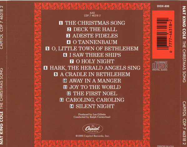 Nat King Cole : The Christmas Song (CD, Album, RE, RM, DAD)