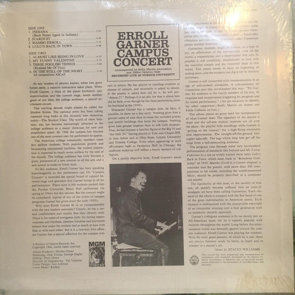 Erroll Garner : Campus Concert (LP, Mono, Promo)