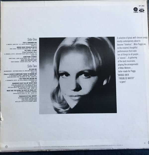 Peggy Lee : Bridge Over Troubled Water (LP, Album, Win)