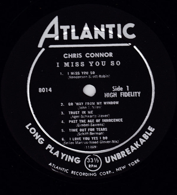 Chris Connor : I Miss You So (LP, Album, Mono)