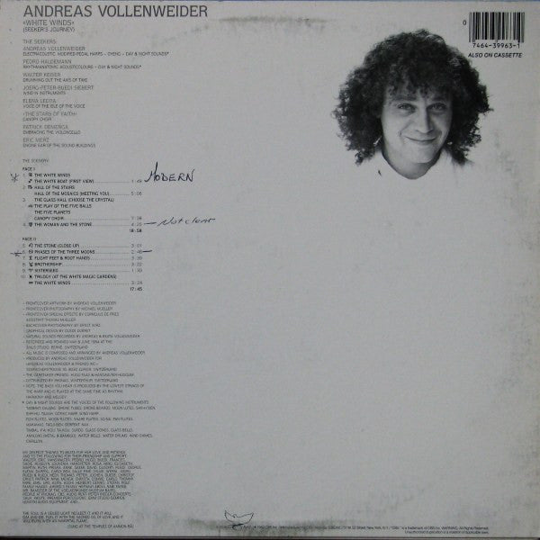 Andreas Vollenweider : White Winds (LP, Album, Car)