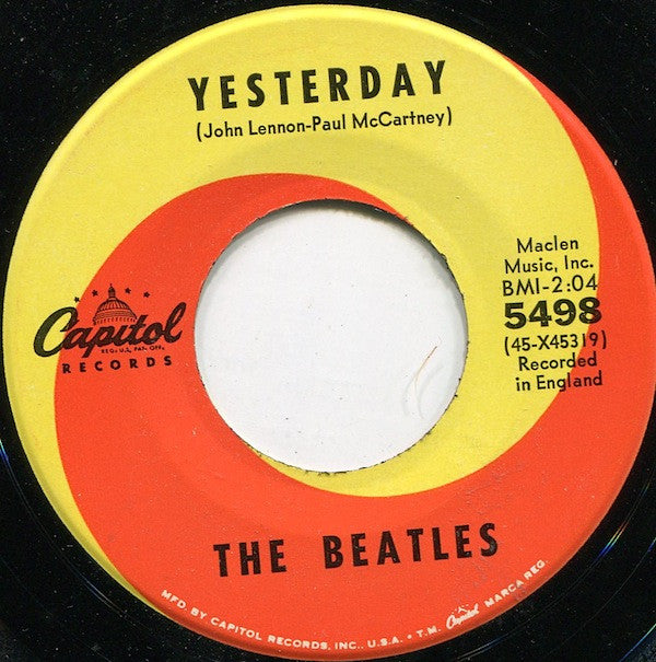 The Beatles : Yesterday / Act Naturally (7", Single, Scr)