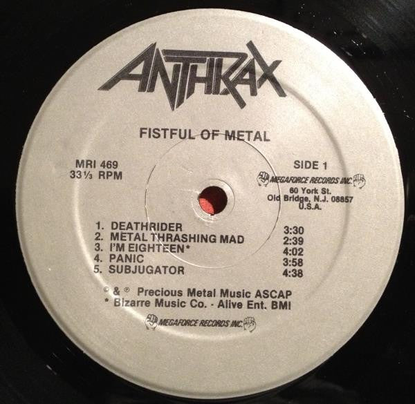 Anthrax : Fistful Of Metal (LP, Album)