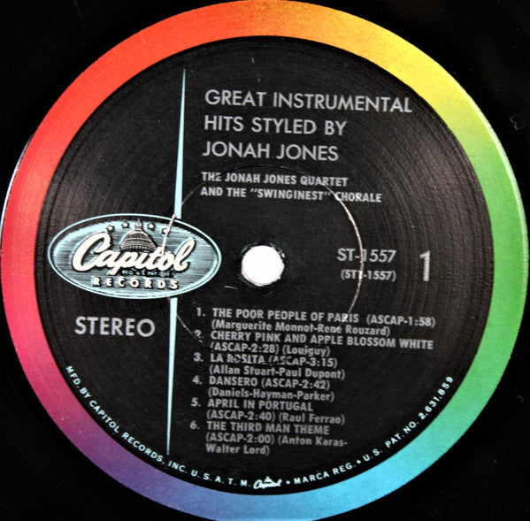 The Jonah Jones Quartet : Great Instrumental Hits Styled By Jonah Jones (LP, Album)