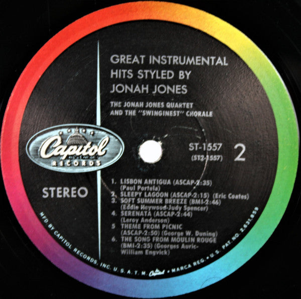 The Jonah Jones Quartet : Great Instrumental Hits Styled By Jonah Jones (LP, Album)