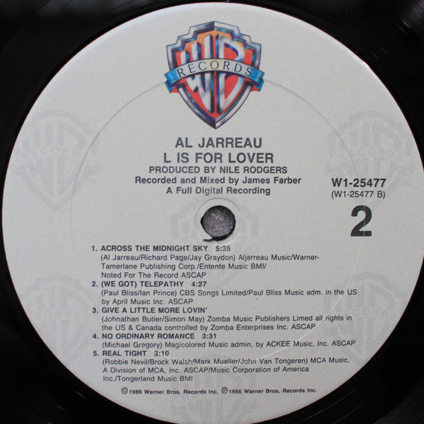 Al Jarreau : L Is For Lover (LP, Album, Club)