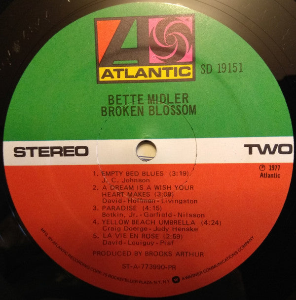 Bette Midler : Broken Blossom (LP, Album, PR,)