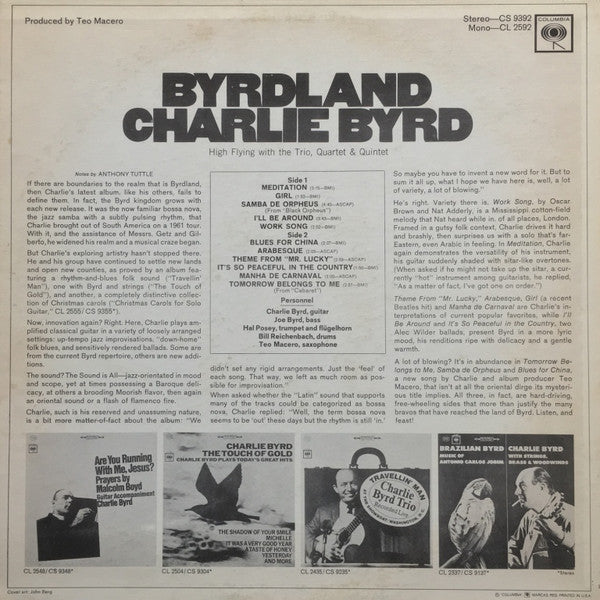 Charlie Byrd : Byrdland (LP, Album, Mono, Pit)