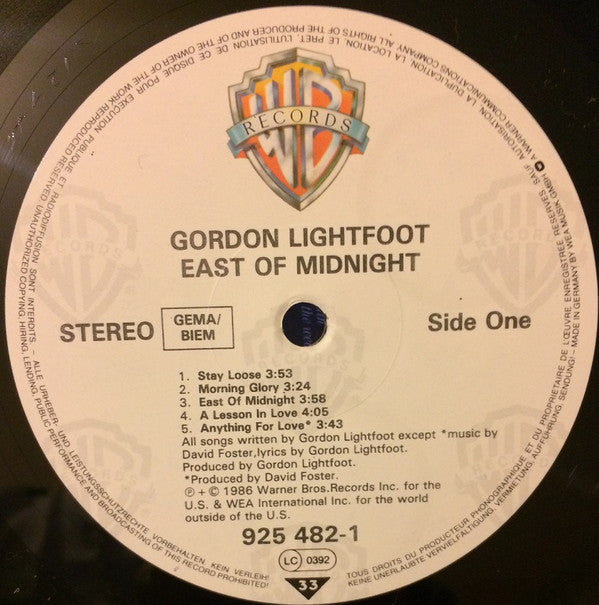 Gordon Lightfoot : East Of Midnight (LP, Album)