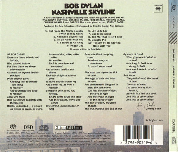 Bob Dylan : Nashville Skyline (SACD, Hybrid, Album, RE, RM)