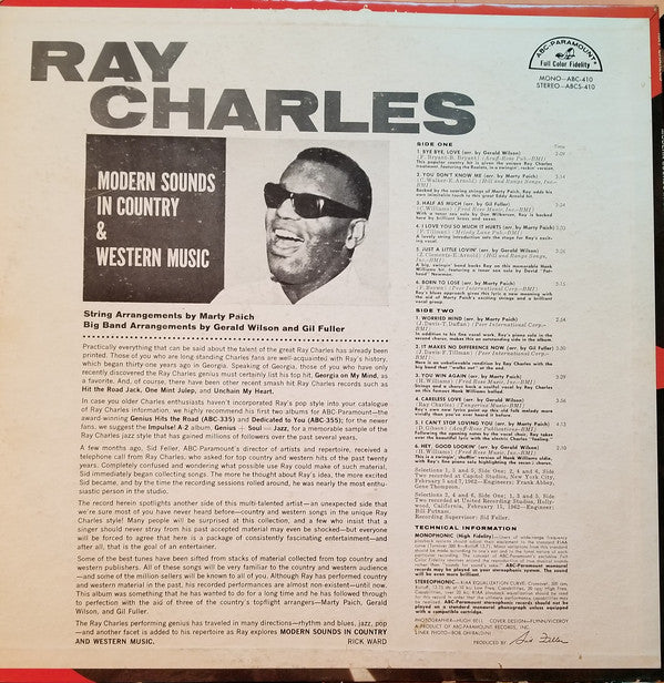 Ray Charles : Modern Sounds In Country And Western Music (LP, Album, Mono, RP, Lam)