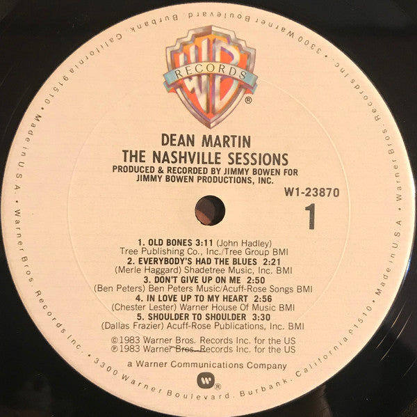 Dean Martin : The Nashville Sessions (LP, Album, Club, Car)