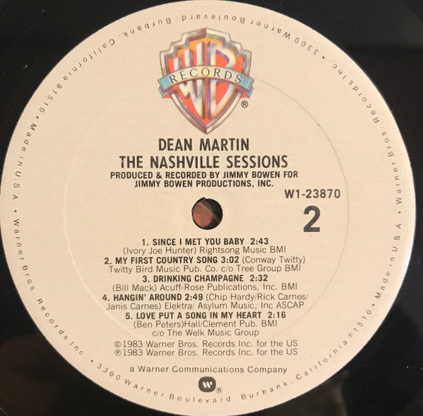 Dean Martin : The Nashville Sessions (LP, Album, Club, Car)